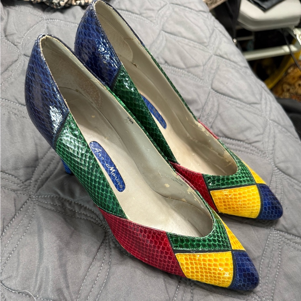Colorful Patchwork Women's Heels - image 2